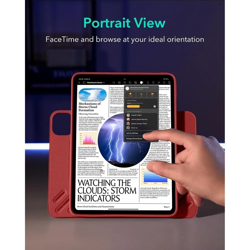 Rotating ESR Case for iPad Pro 11 M5 M4 2025 2024 Red Magnetic Stand